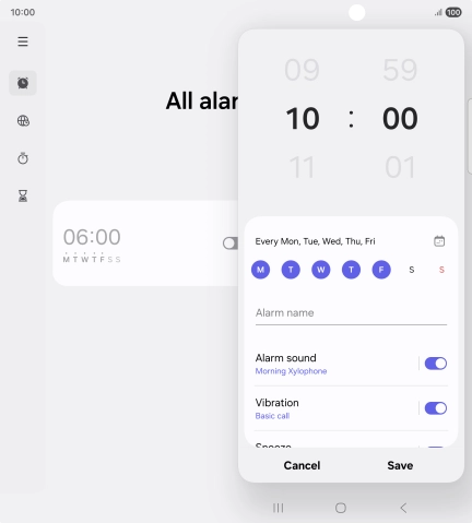 Press the indicator next to 'Alarm sound' to turn on the alarm tone.
