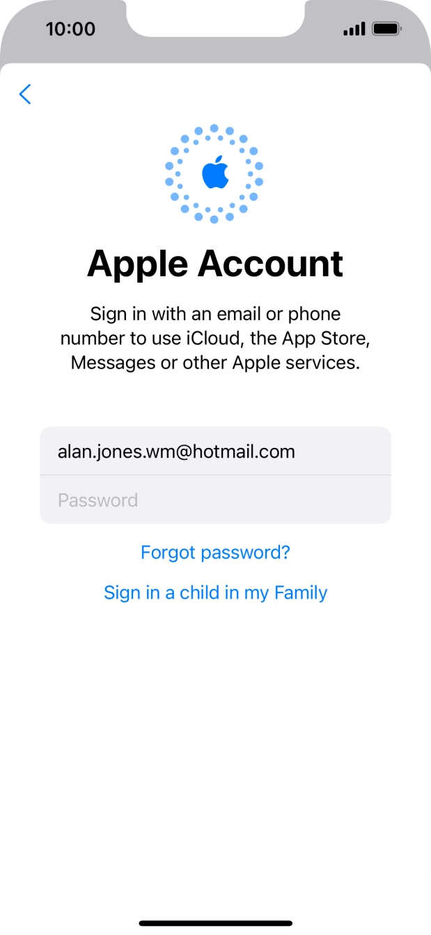 Press Password and key in the password for your Apple ID.
