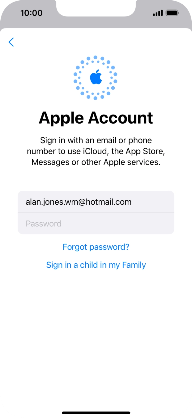 Press Password and key in the password for your Apple ID.