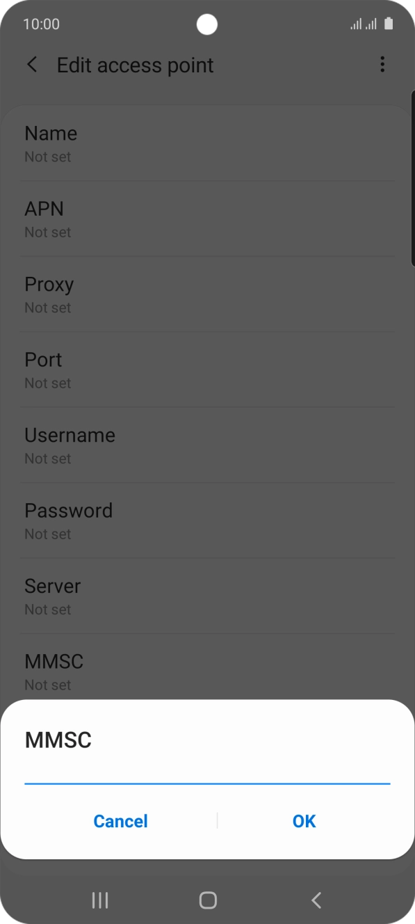 Key in http://mmsc.mms.o2.co.uk:8002 and press OK.