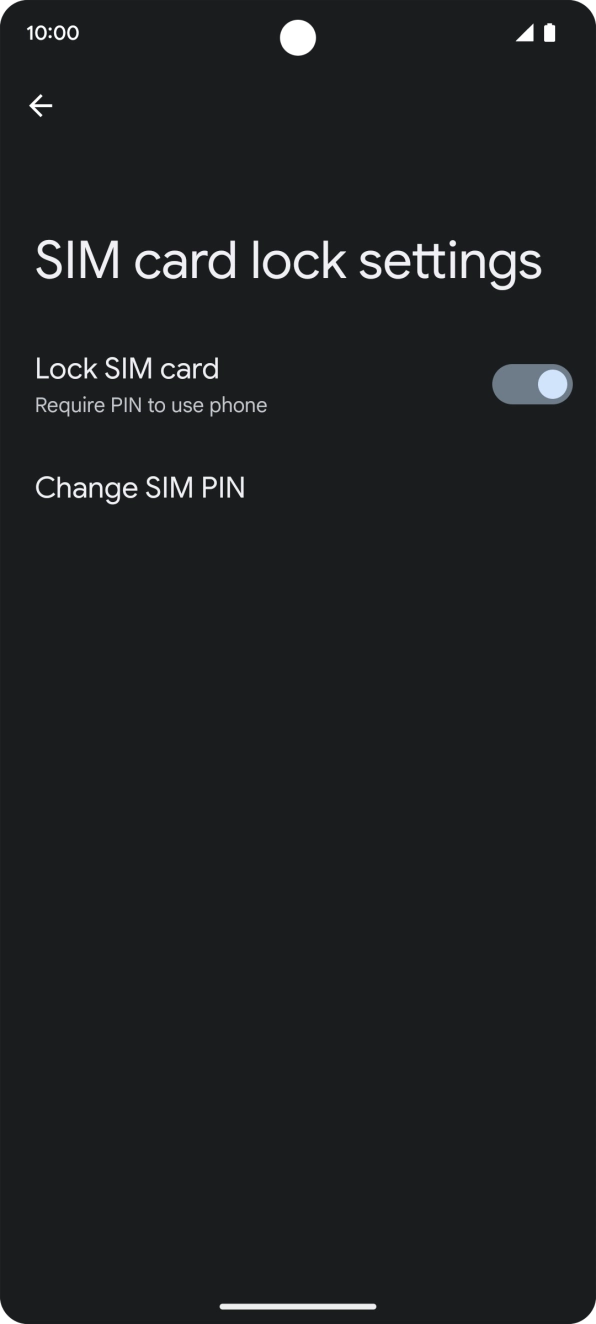 Press the indicator next to 'Lock SIM card' to turn the function on or off.