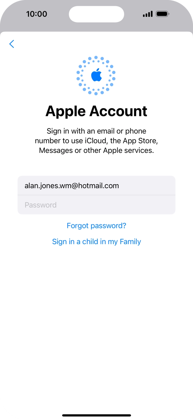 Press Password and key in the password for your Apple ID.
