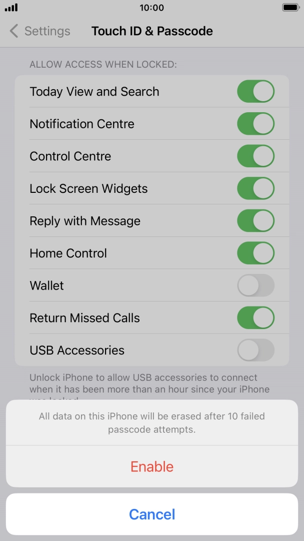 If you turn on the function, press Enable. If you turn on the function, press Enable.