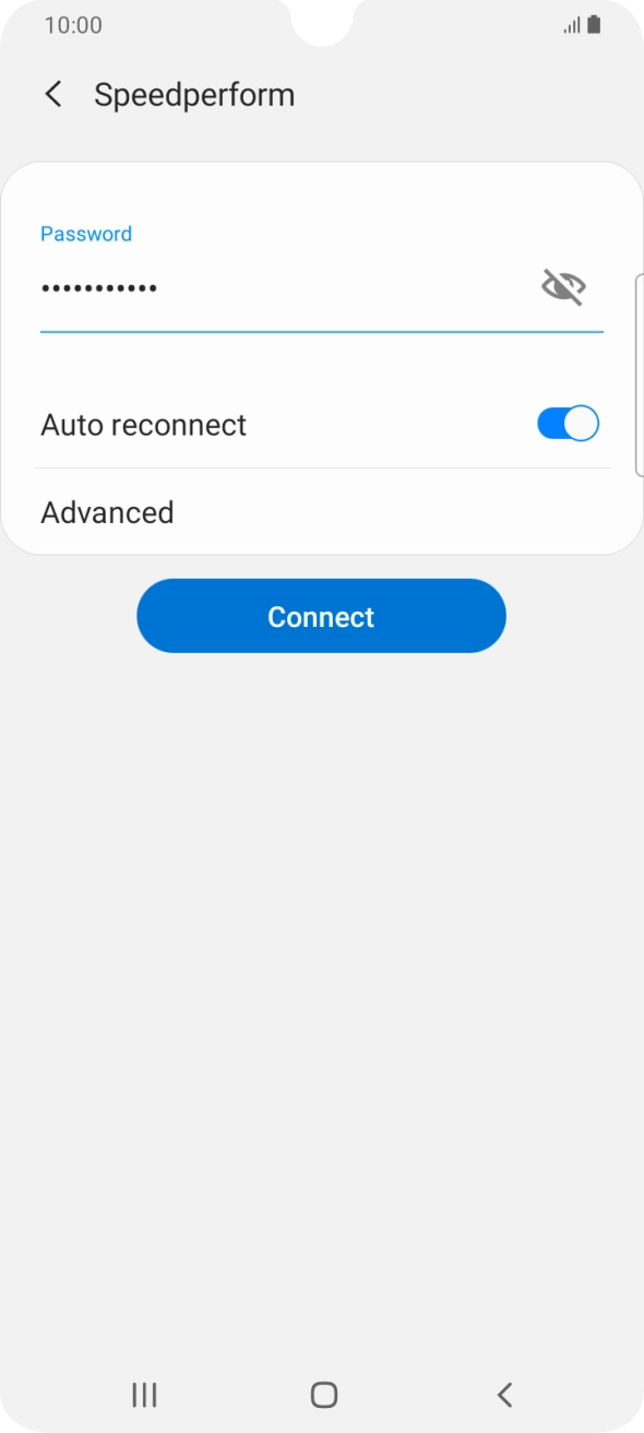 Key in the password for the WiFi network and press Connect.