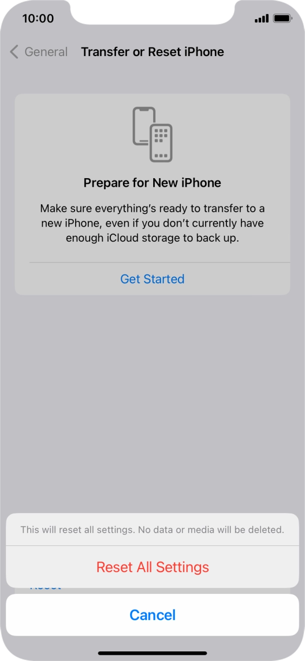 Press Reset All Settings.