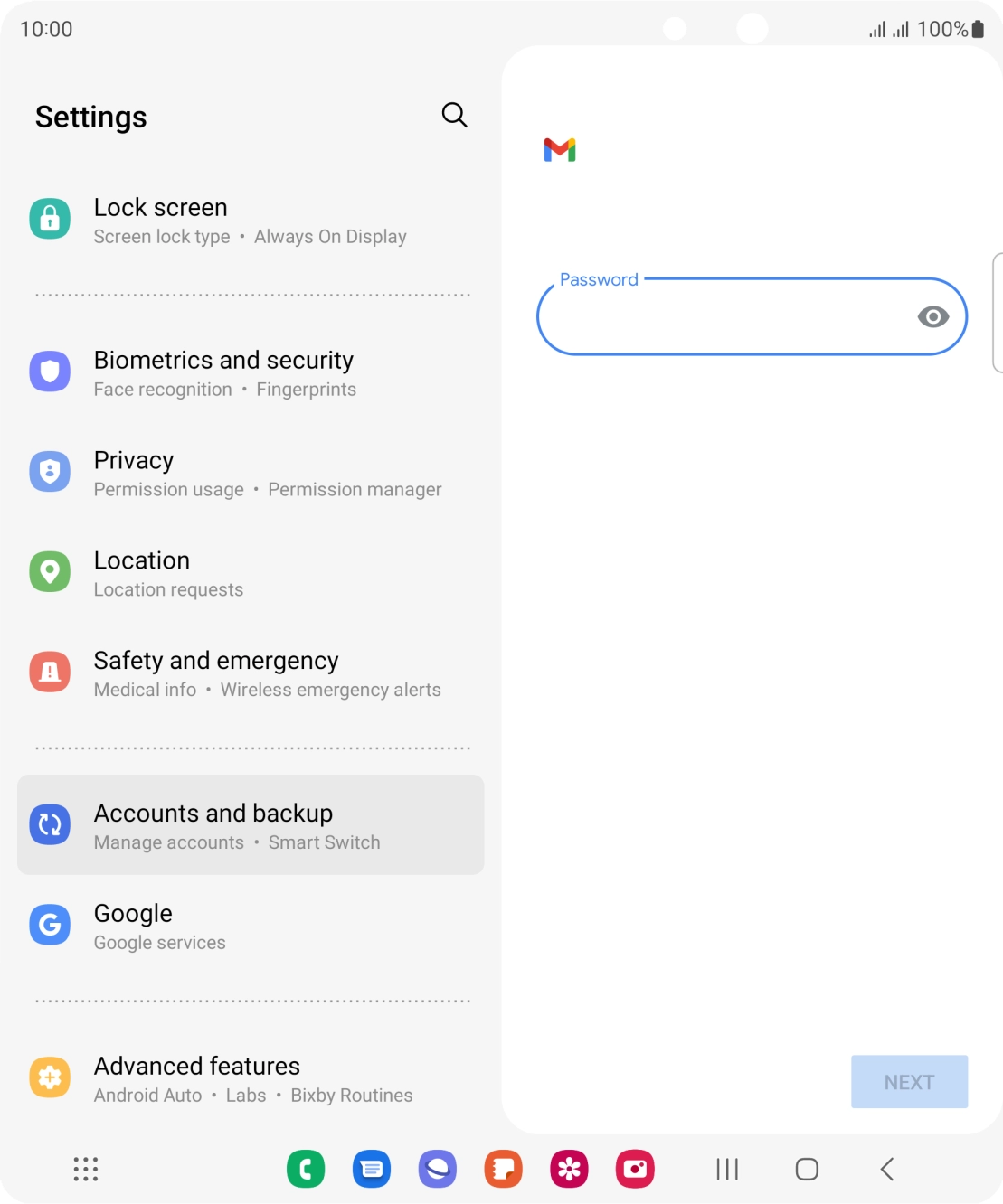 Press the field below 'Password' and key in the password for your email account.