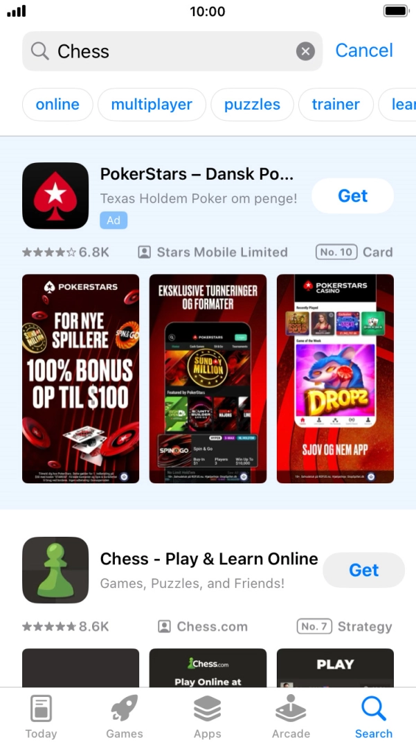 Press the required app. Press the required app.