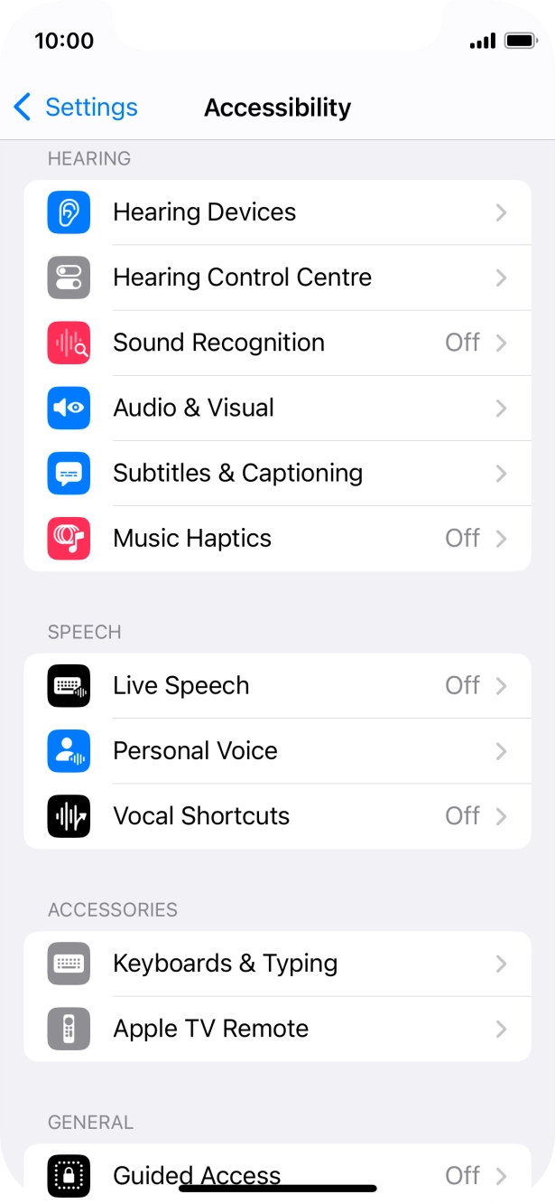 Press the required category below 'HEARING' and follow the instructions on the screen to select the required settings. Press the required category below 'HEARING' and follow the instructions on the screen to select the required settings.