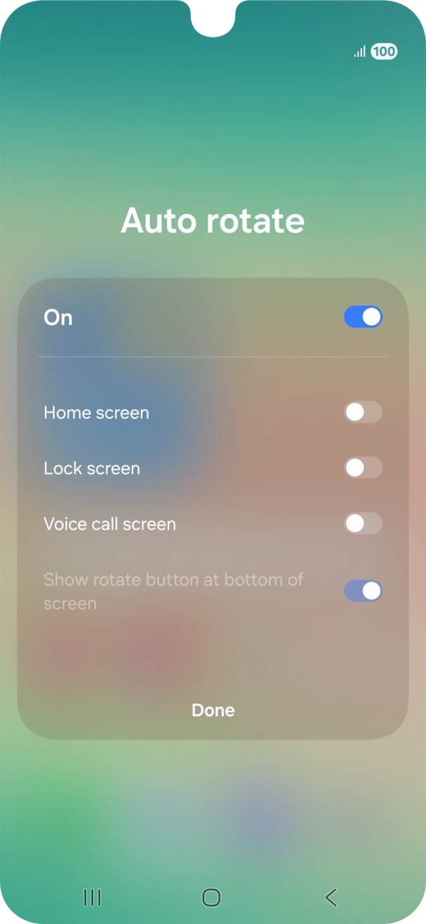 Press the indicators next to the required settings to turn them on or off.