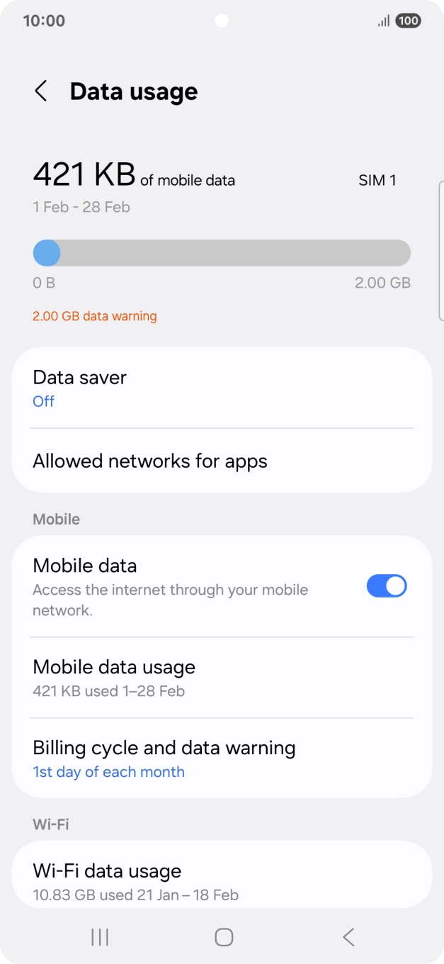 The total data usage is displayed.