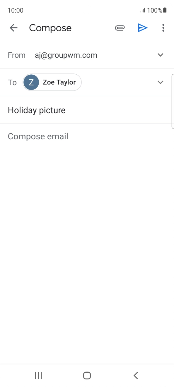 Press the text input field and write the text for your email.