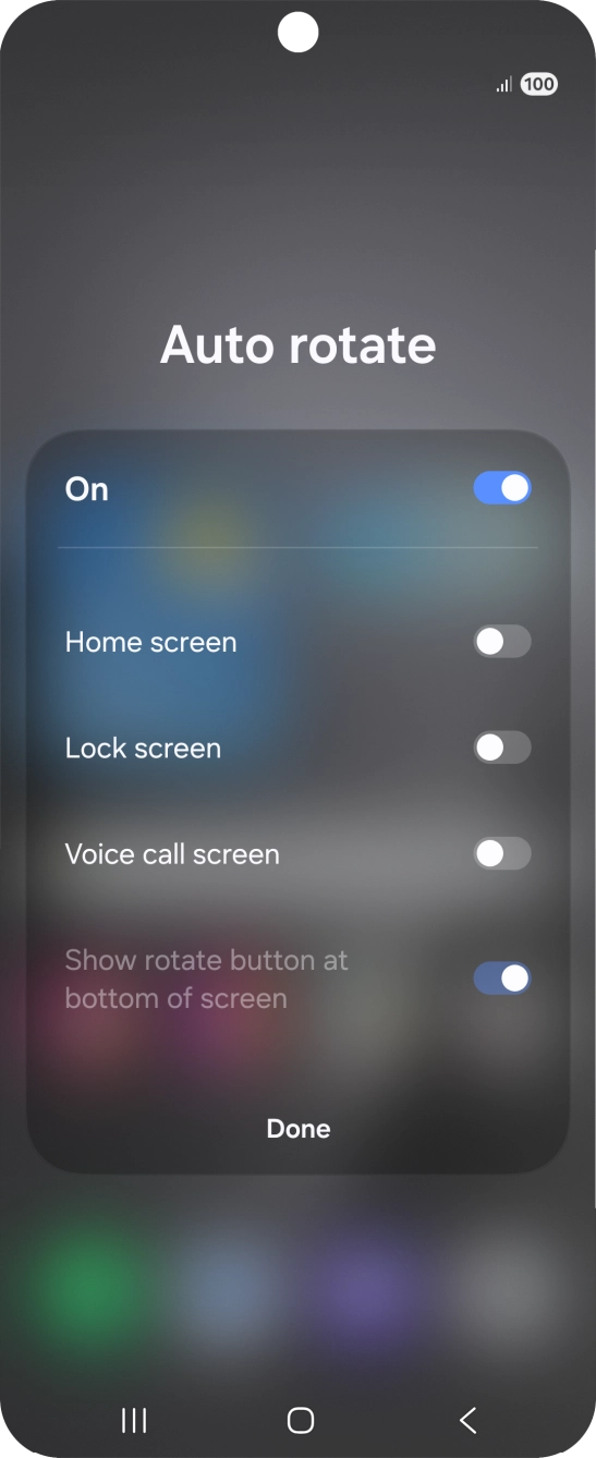 Press the indicators next to the required settings to turn them on or off.