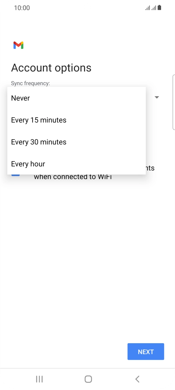 Press the required setting.