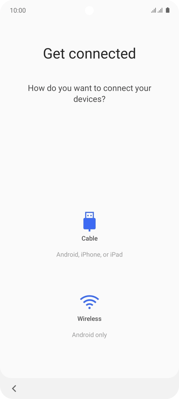 You can transfer the contents of another phone to your phone when it's activated for the first time and after a factory reset. When this screen is displayed, your phone is ready to transfer contents from another phone.