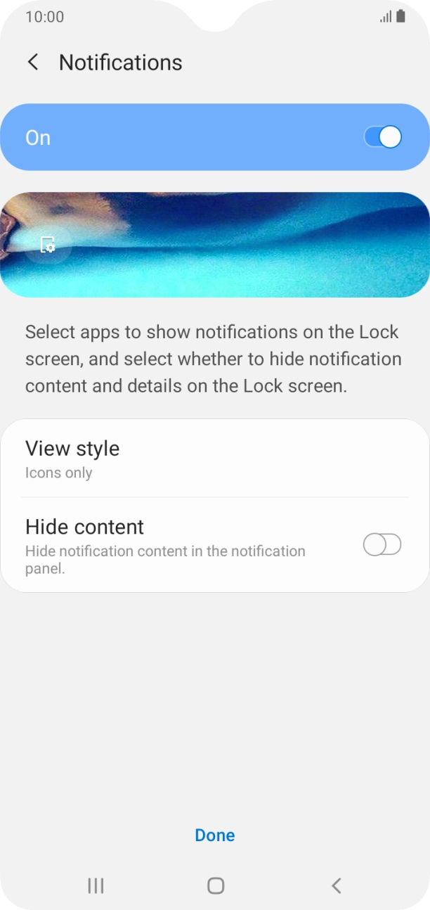 Press the required setting to turn the function on or off. Press the required setting to turn the function on or off.