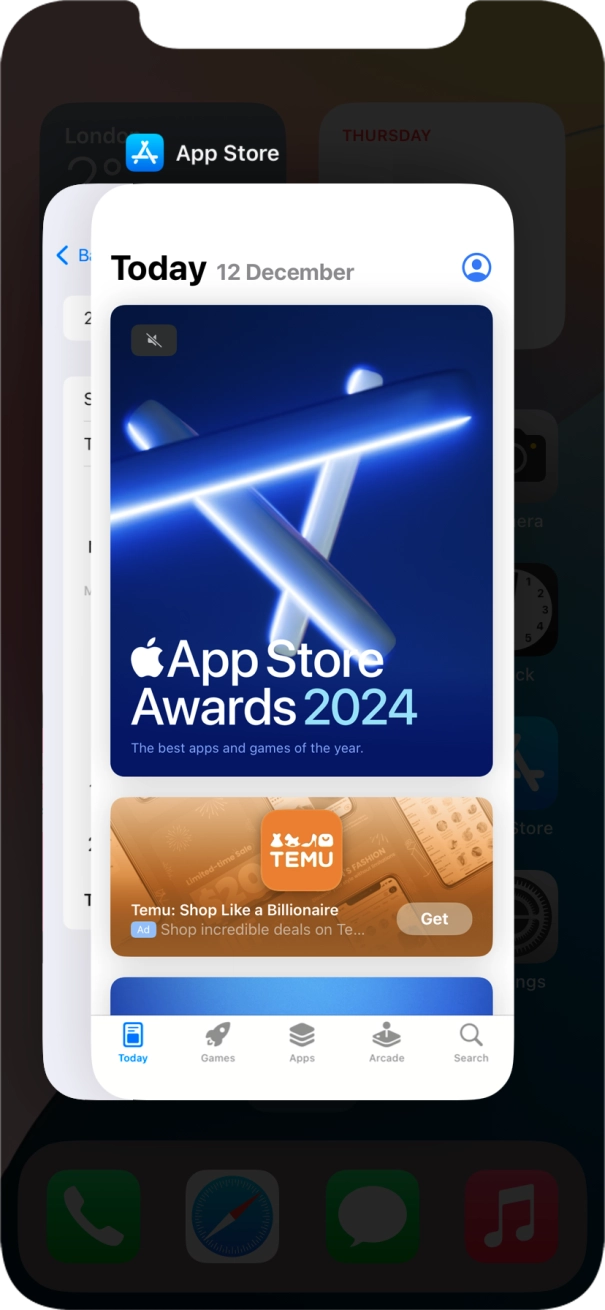 Slide upwards on the required application to end it. Slide upwards on the required application to end it.