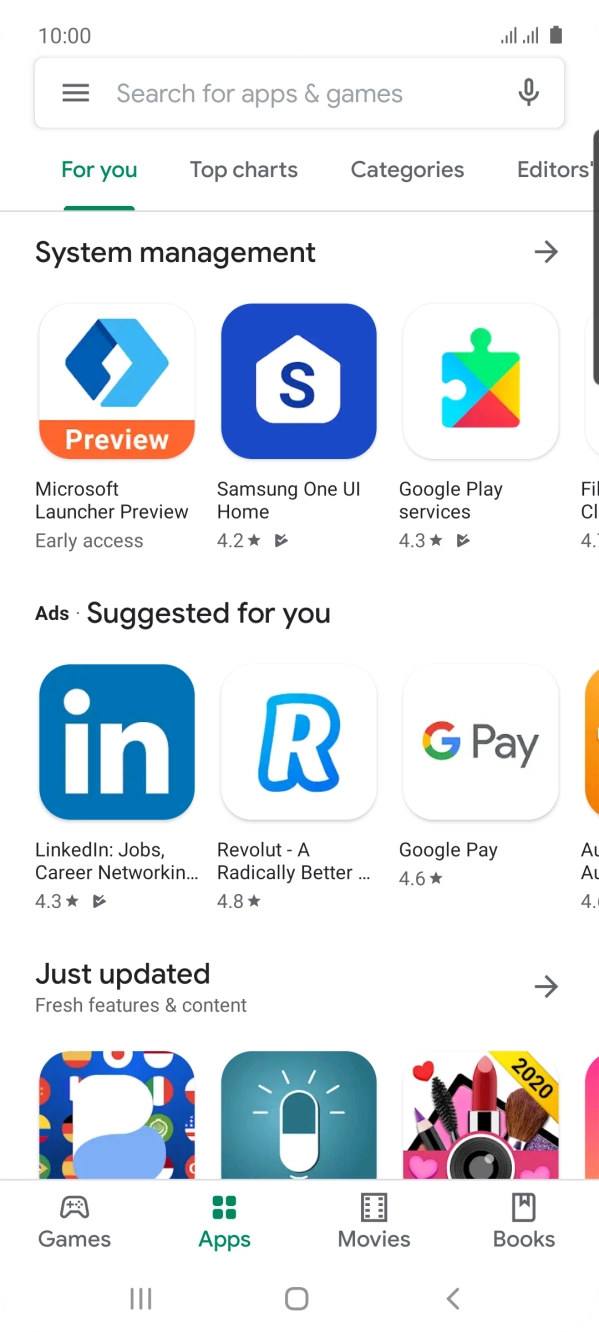 Press the search field.