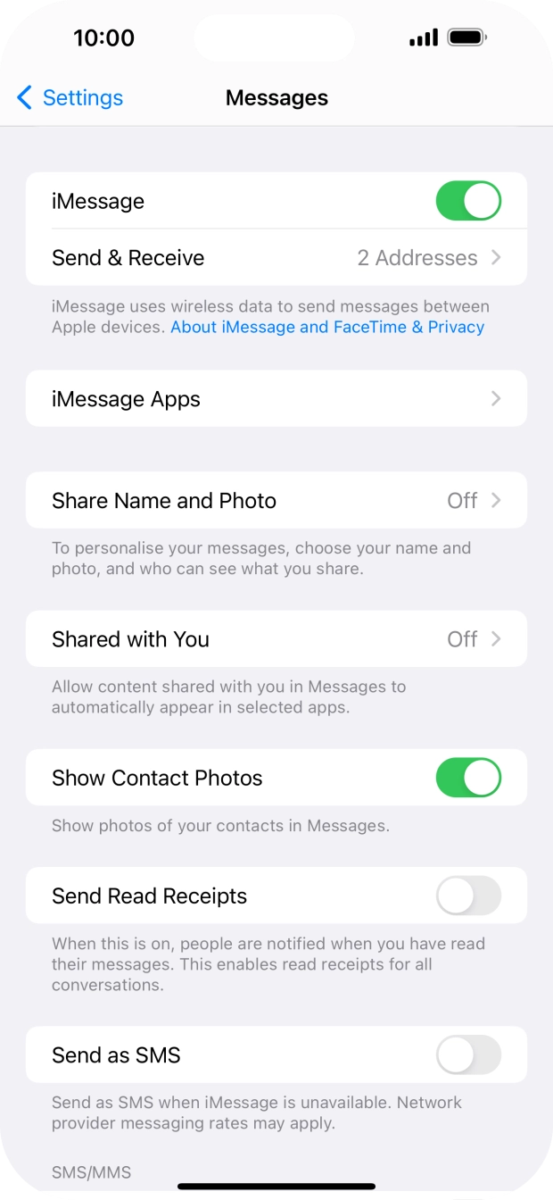 Press the indicator next to 'Send as SMS' to turn the function on or off. Press the indicator next to 'Send as SMS' to turn the function on or off.