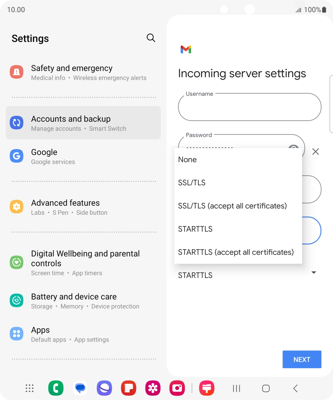 Press SSL/TLS. Press SSL/TLS.