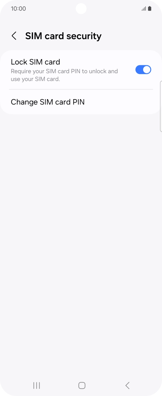 Press the indicator next to 'Lock SIM card' to turn the function on or off.