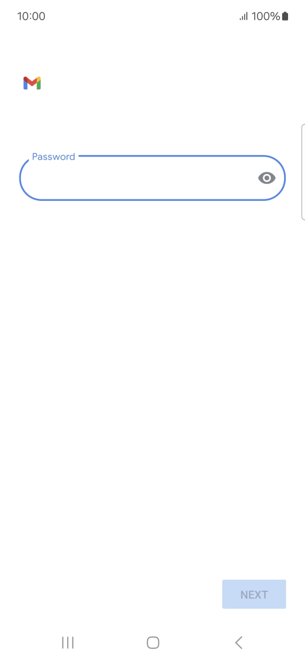 Press the field below 'Password' and key in the password for your email account. Press the field below 'Password' and key in the password for your email account.