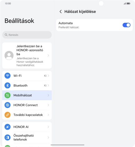 Kattints az „Automata” melletti csúszkára a funkció kikapcsolásához.