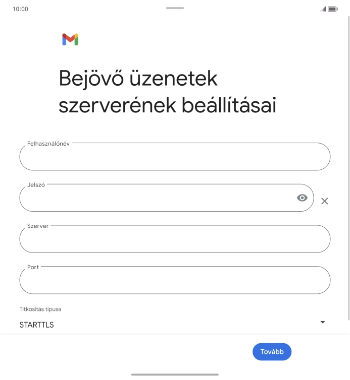 Kattints a „Felhasználónév” alatti mezőre, és írd be az e-mail-fiókodhoz tartozó felhasználónevet.