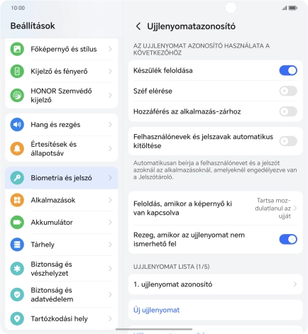 Kattints a kívánt beállítások melletti csúszkákra a funkciók be- vagy kikapcsolásához.