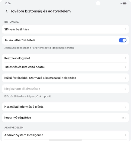 Válaszd a SIM-zár beállítása lehetőséget.