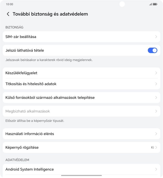 Válaszd a SIM-zár beállítása lehetőséget.