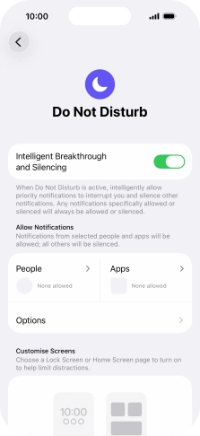 Press People and follow the instructions on the screen to select which contacts you would like to receive calls and notifications from when Do Not Disturb is turned on.