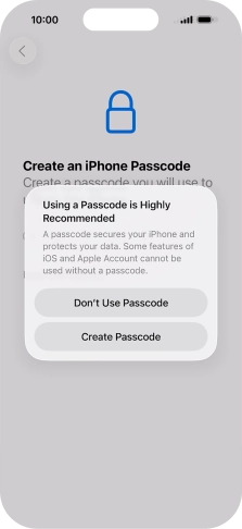 If you turn off the function, press Don't Use Passcode. If you turn off the function, press Don't Use Passcode.