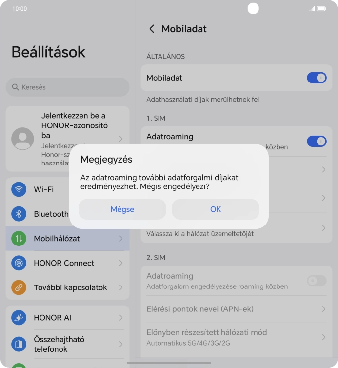 Ha bekapcsolod a funkciót, válaszd az OK lehetőséget.
