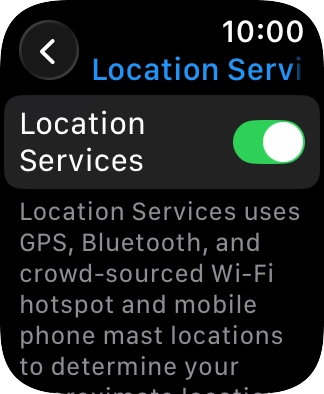 Press the indicator next to 'Location Services' to turn the function on or off.