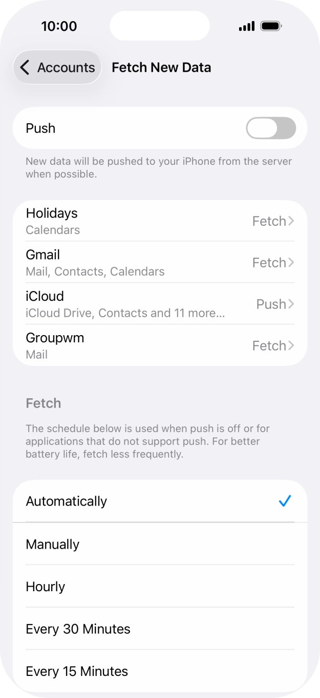 If you turn off the function, press the required setting.