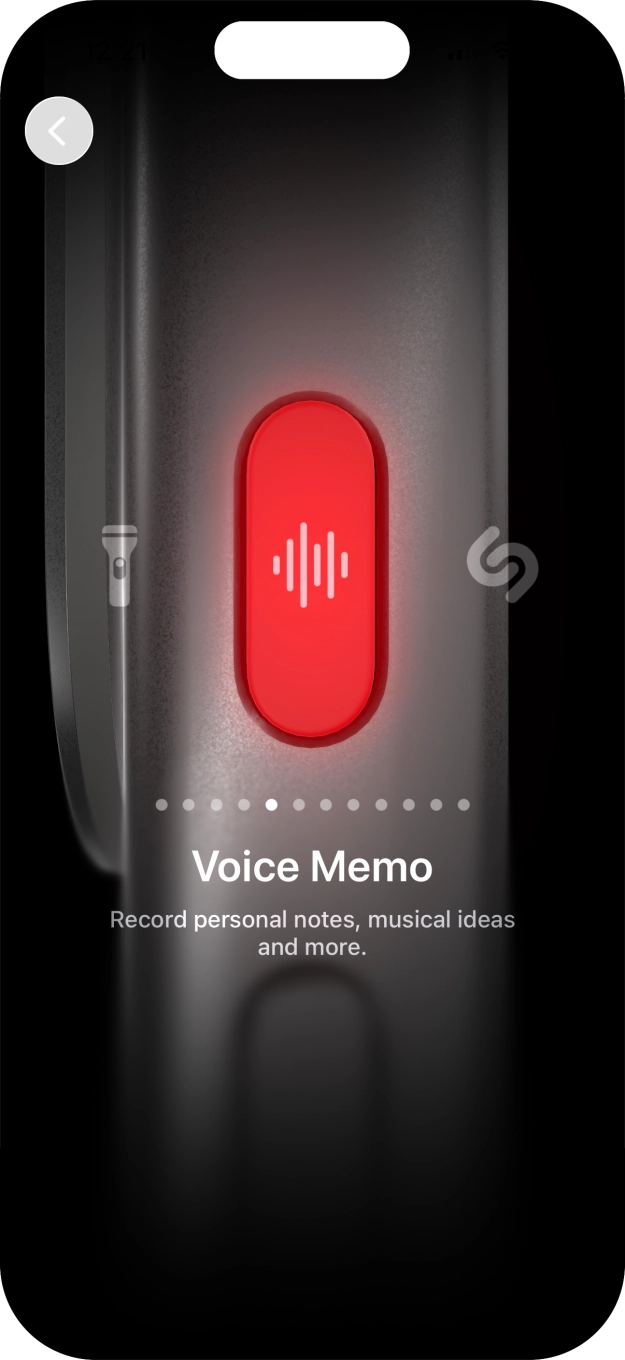 Slide your finger right or left on the screen to select the required function.