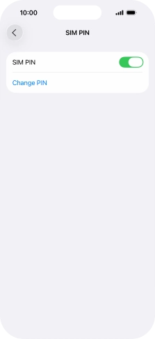 Press the indicator next to 'SIM PIN' to turn the function on or off.