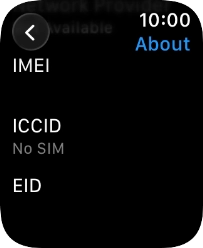 Your Apple Watch EID number is displayed below EID.