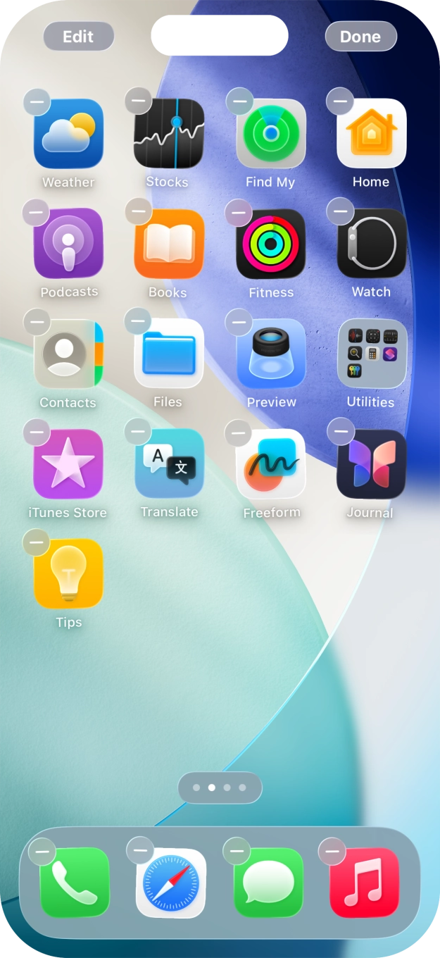 Press the home screen page icon.