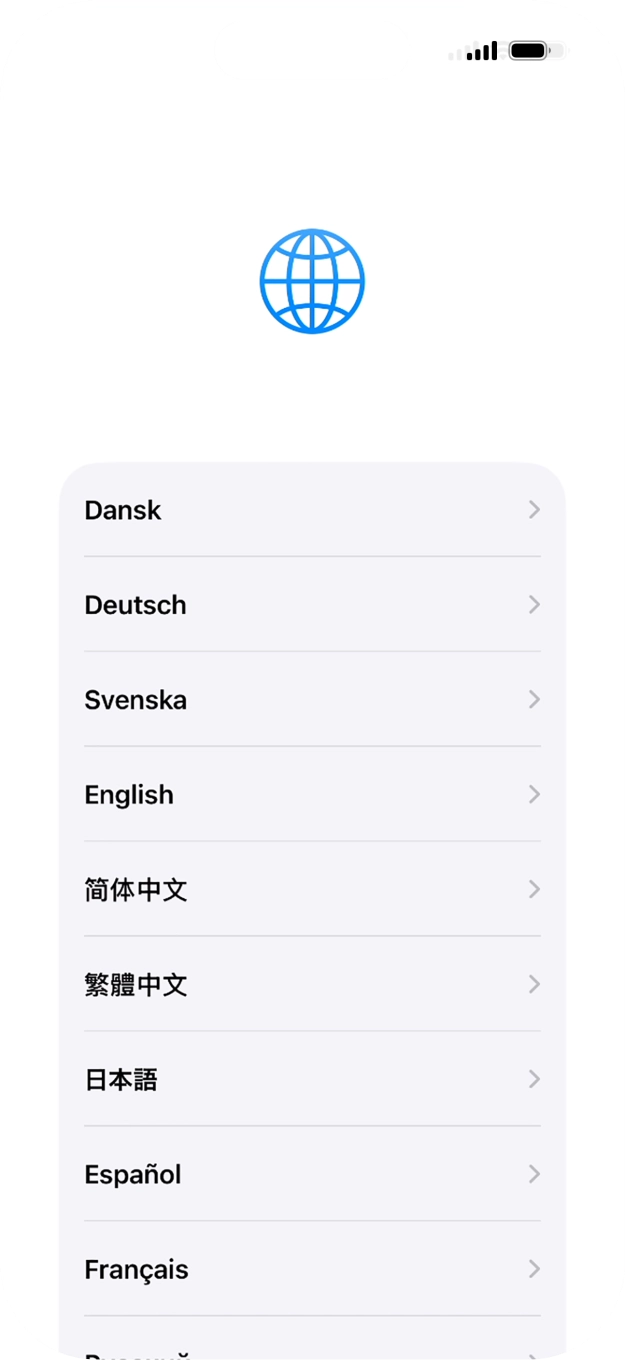 Press the required language. Press the required language.