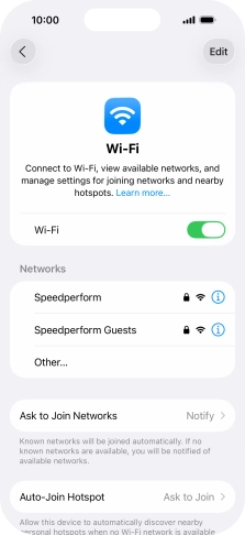 Press the required WiFi network and key in the password for the WiFi network.