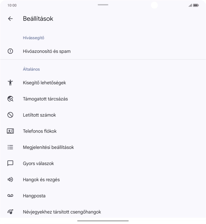 Válaszd a Telefonos fiókok lehetőséget.