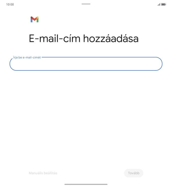 Kattints az „Írja be e-mail-címét” alatti mezőre, és írd be az e-mail címedet.