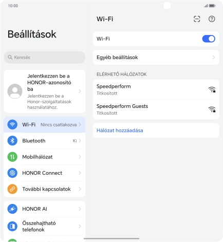 Válaszd ki a kívánt Wi-Fi hálózatot.