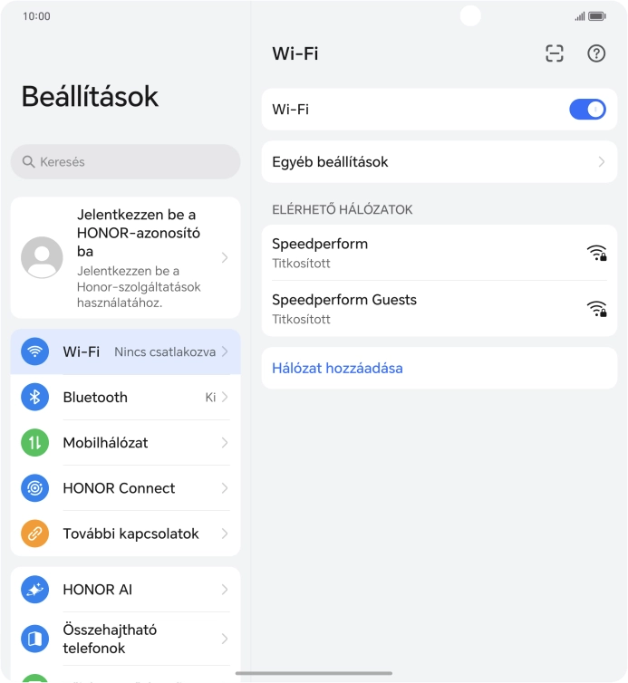 Válaszd ki a kívánt Wi-Fi hálózatot.