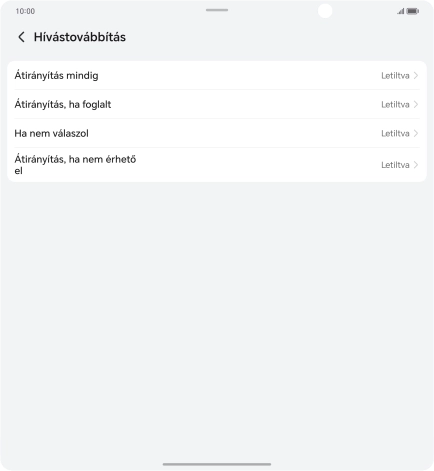 Kattints a kívánt hívásátirányítás-típusra.