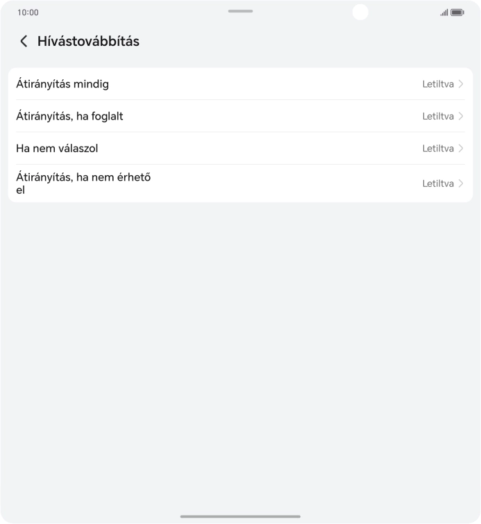 Kattints a kívánt hívásátirányítás-típusra.