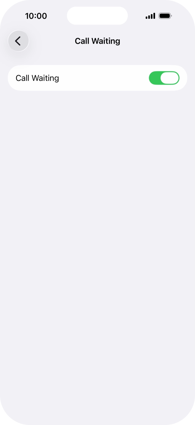 Press the indicator next to 'Call Waiting' to turn the function on or off.