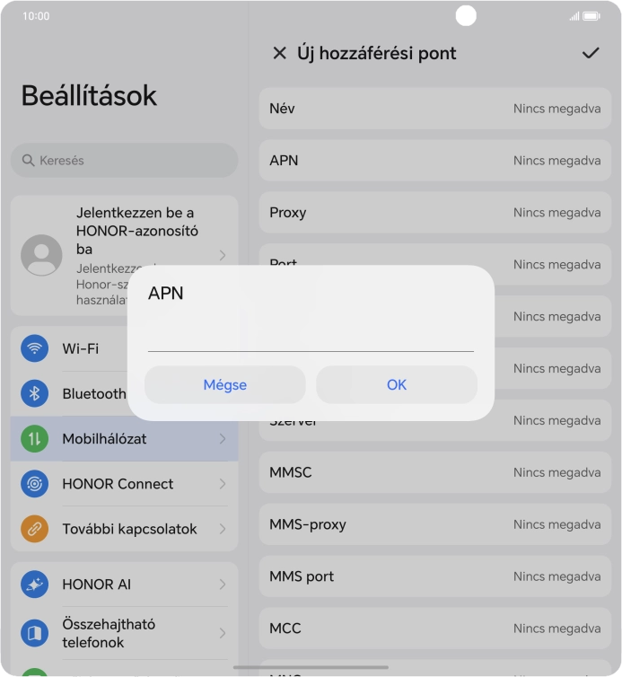 Írd be azt, hogy internet.vodafone.net, és válaszd az OK lehetőséget.