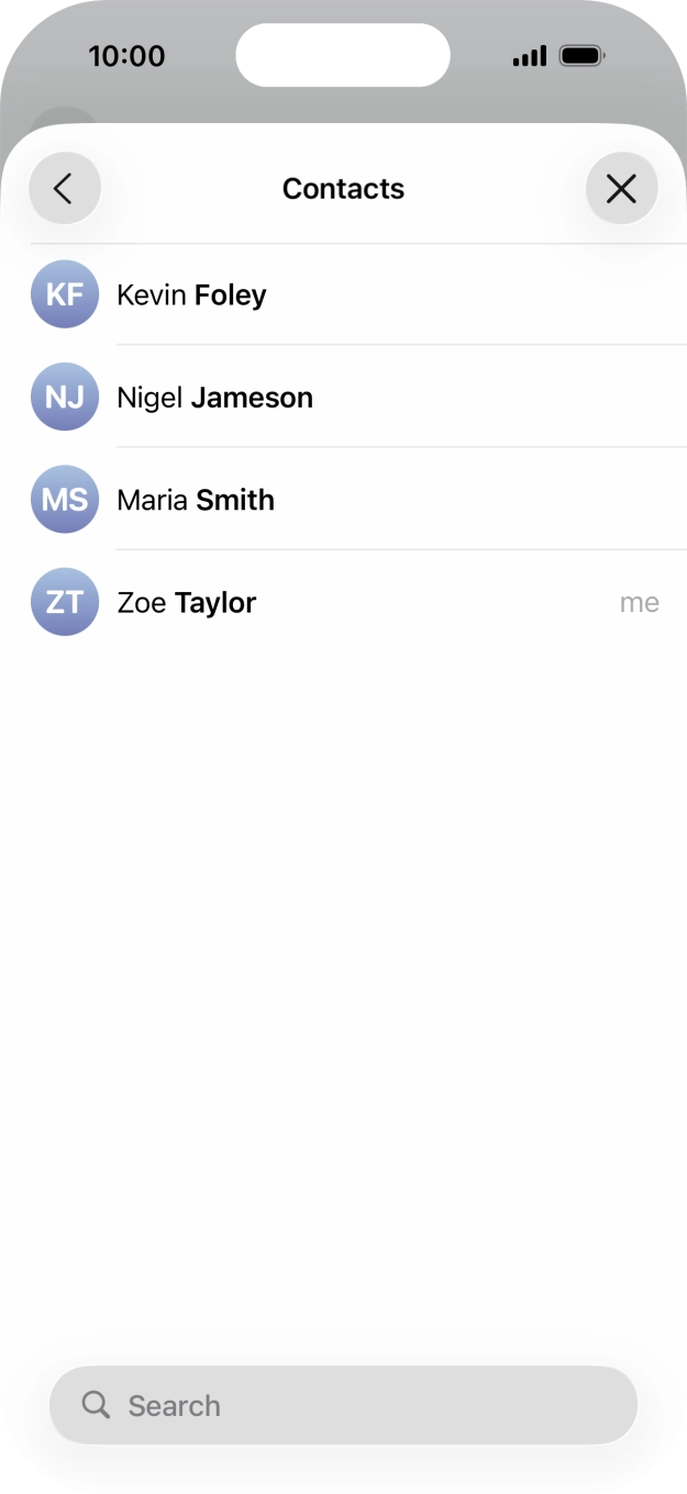 Press the required contact. Press the required contact.